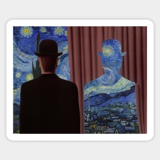 Magritte - Decalcomania / Van Gogh - Starry Night Sticker